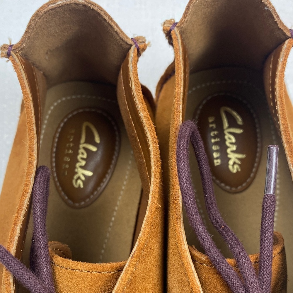 Clarks Brown Suede Ankle Boots with Purple Laces Size 8.5 - Picture 9 of 16